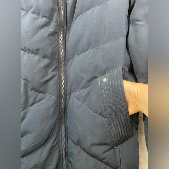 FRENCH CONNECTION Hooded Long Puffer Jacket Utility Navy Blue XSmall - Picture 14 of 15